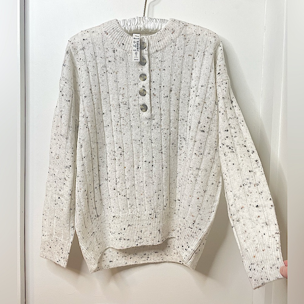 NWT Madewell Wool Blend White Speckled Knit Sweater Women’s Small